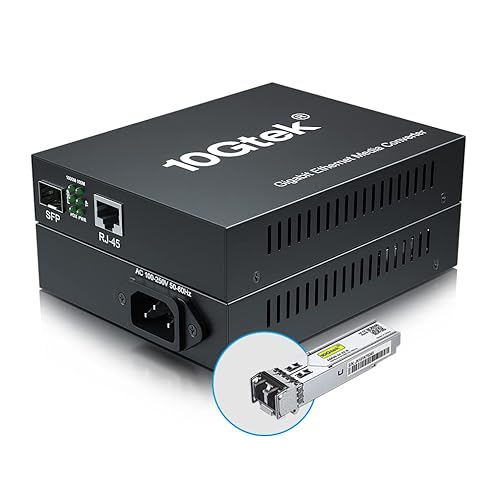 Miniatura 10 de 10Gtek un par de convertidores de medios bidi de Ethernet Gigabit, convertidor de fibra LC única de modo único a Ethernet RJ45