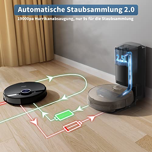 Aspirateur Robot,Midea 4000PA Robot Aspirateur Laveur de Sol,avec Lidar Navigation Intelligente,pour Poils d'animaux,Tapis,Sols (Station de Base Ceinture Noire) - Image 6
