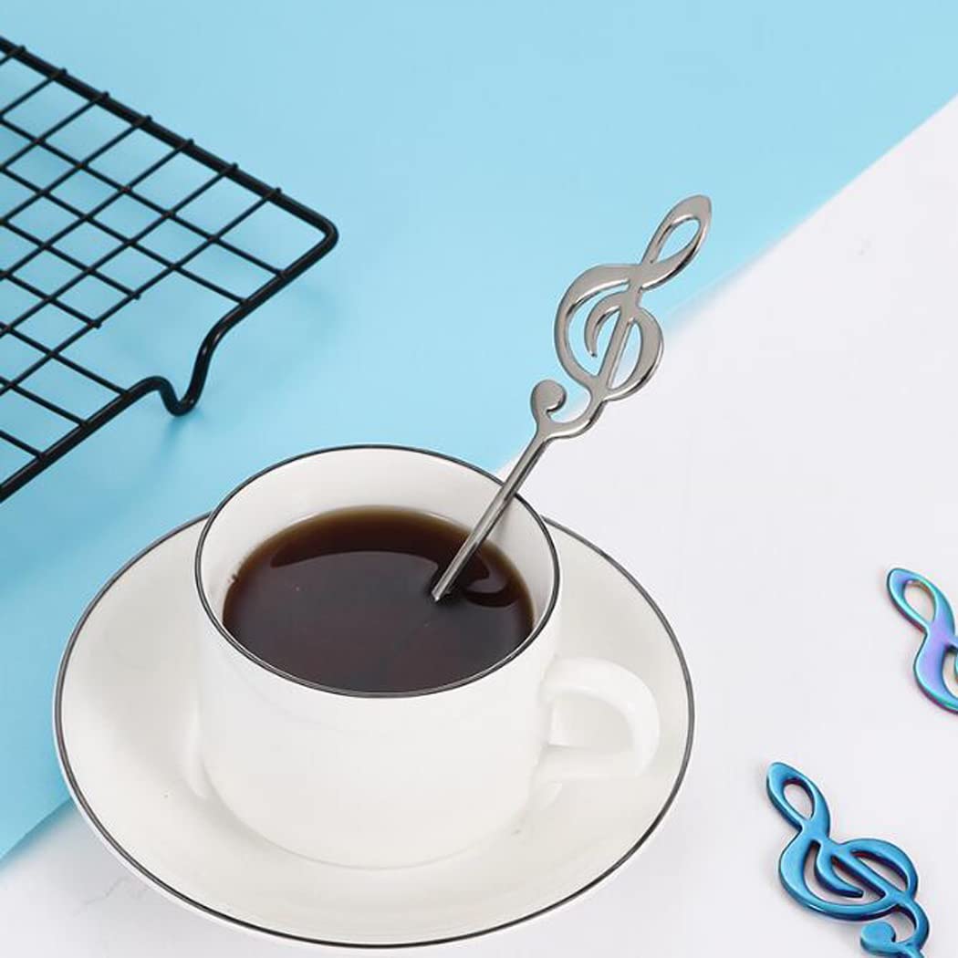 6 cucchiaini da caffè creativi a forma di nota musicale, in acciaio inox, divertenti cucchiaini da tè, piccoli cucchiai da dessert, gelato, per casa, feste, ristoranti