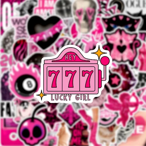 Calcomanías estéticas Y2K de calaveras góticas rosa y negro, regalos originales para amigos 7