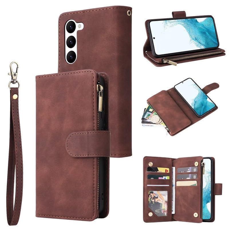 Étui Samsung Galaxy S25 Edge en cuir rétro café haut de gamme style portefeuille chic