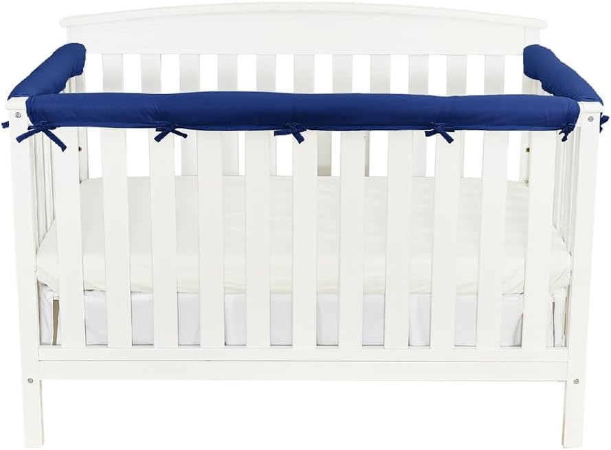 Crib Rail Covers Soft Mesh Protectors for Teething, Corner Guard Coverage Edges Straps for Full Size Crib