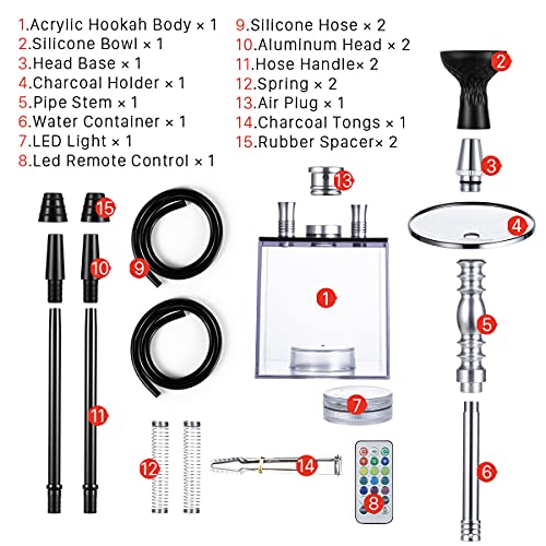 Wasserpfeifen-Set, 2 Silikonschläuche, große Kapazität, Würfel-Komplett-Set für besseres Shisha, Narguile Rauchen… – Bild 8
