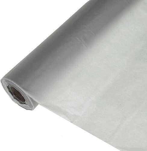 Rollo de mesa de plástico para banquetes sin cortar, 40 pulgadas x 100 pies (plata)