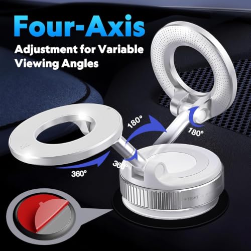 Image of RIGGEAR Vacuum Magnetic Phone Holder, 360 Foldable Car Mount, White