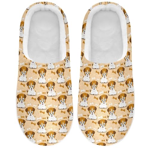 Soft Cute Dog Bone Orange House Slippers for Woman Men,Fuzzy Slippers Cozy Memory Foam House Shoes Gifts for Women Men Size 14/15 2302069