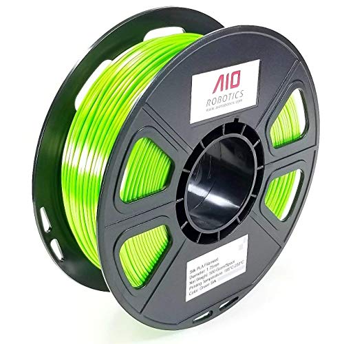 Filamento AIO Robotics Premium para impresoras 3D, Seda PLA, 0,5 kg PLA, Diámetro 1,75 mm, Seda verde