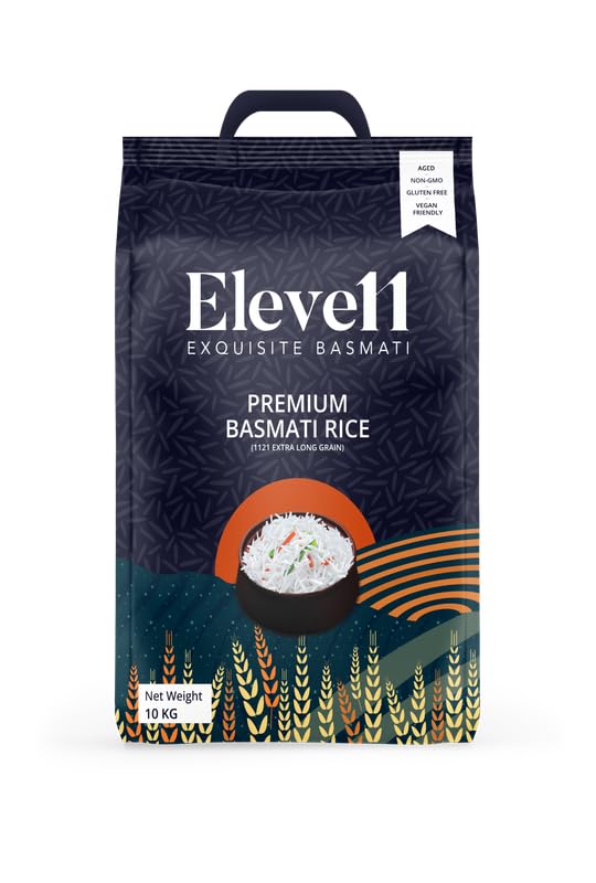 ELEVEN11 Premium Basmati Rice Extra Long Grain 10 Kg Pack with Aroma | GMO Free | Suitable For Daily Cooking (B0CV584BVS) Amazon Price History, Amazon Price Tracker
