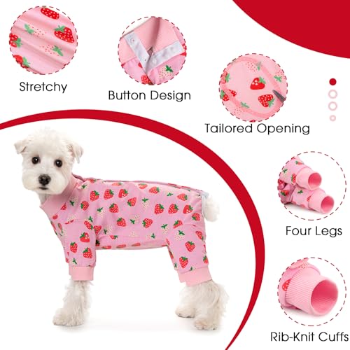 Image of Dog Surgery Recovery Suit for Small Dogs, 4-Legged Dog Onesie After Surgery with Back Snaps, Breathable Cotton Spay and Neuter Bodysuit for Female and Male Dogs