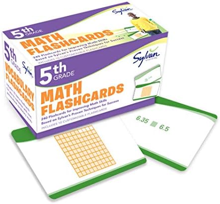 5th Grade Math Flashcards: 240 Flashcards for Improving Math Skills (Decimals, Fractions, Percents, Adding and Subtracting Fractions, Geometry) (Sylvan Math Flashcards)