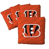 YouTheFan Officially-Licensed NFL Cincinnati Bengals Set of 4 Cornhole Bags - All Weather Regulation 6” x 6” Size - 16oz Weight - Designed in USA