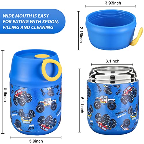 Healthlif 17Oz Thermos For Hot Food, Vacuum Soup Thermos Small Kids Hot Food Container With Spoon, Stainless Steel Lunch Box Insulated Food Jar Leak Proof Soup Thermos For Adult Kids（Blue） #TOP1