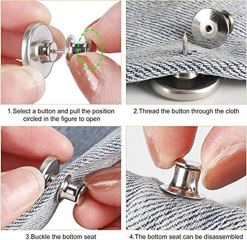 Image of 5pcs Detachable Button for Jeans - 5 Styles No Sew Metal Buttons for Denims, Waist Extender, Removable Reusable Instant Without Sewing for Trousers, Pants, Bags, Skirt (Style A)