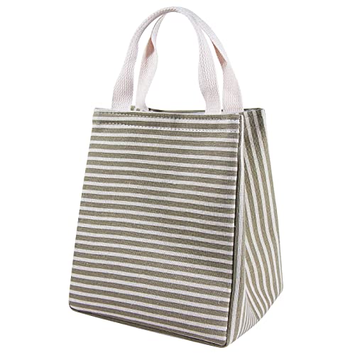 Daixers Lunch Bag Insulated Lunch Box For Women Men,Reusable Adult Lunch Tote Bags For Work Or Travel (Striped Grey) #TOP6