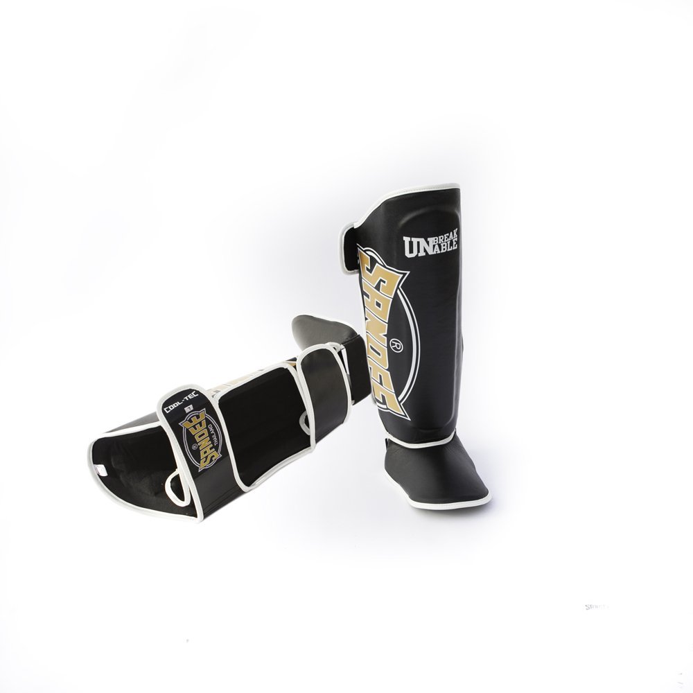 Sandee Cool-Tec Junior Muay Thai Shin Guards - Black/Gold Junior
