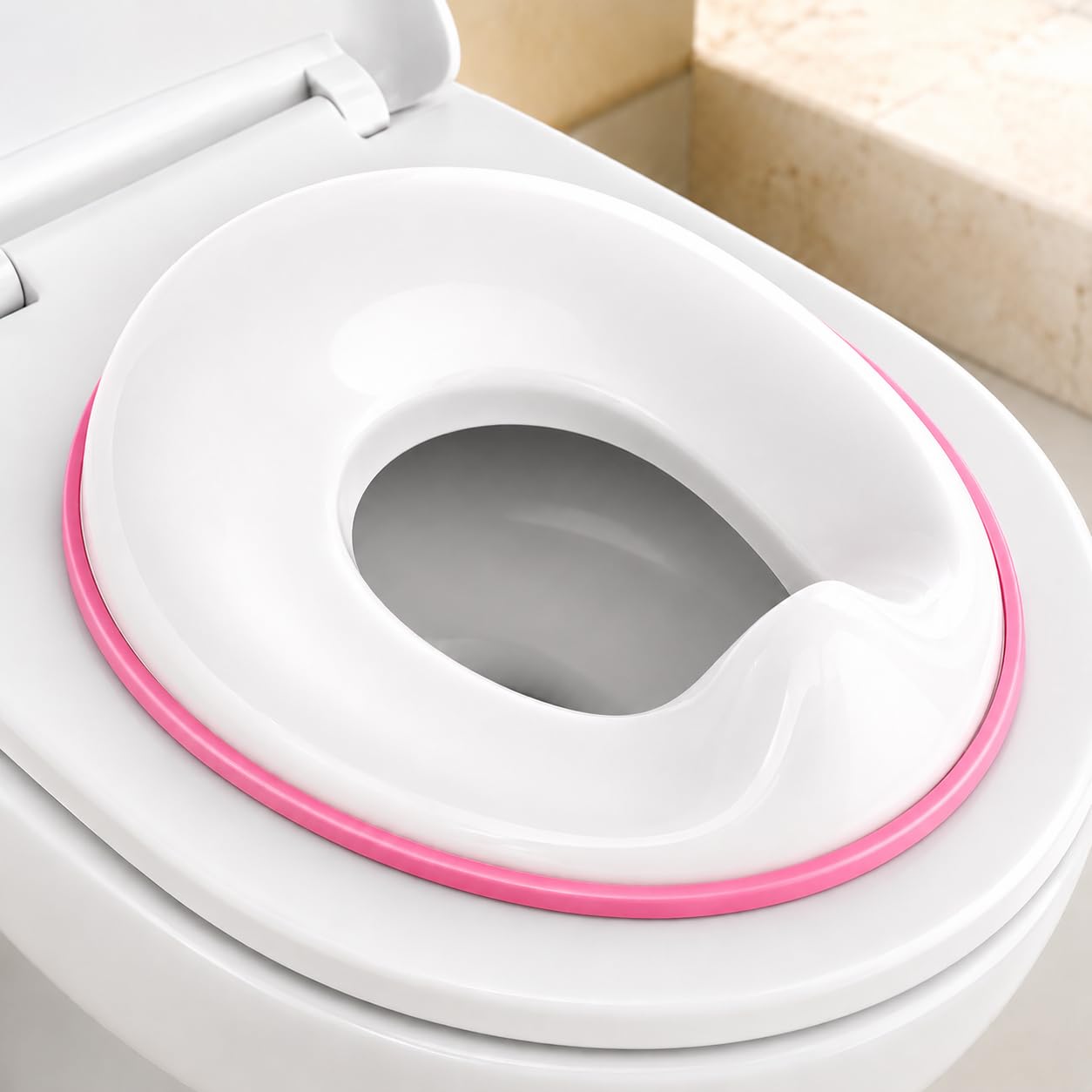 Zollyss Potty Training Seat for Boys And Girls, Fits Round & Oval Toilets, Non-Slip with Splash Guard, Includes Free Storage Hook-Pink color-image-40