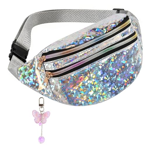 Sac banane FASBET pour fille, femme et garçon avec décoration papillon, multicolore, élégant, pour enfants, festival, hipbag, Paillettes.