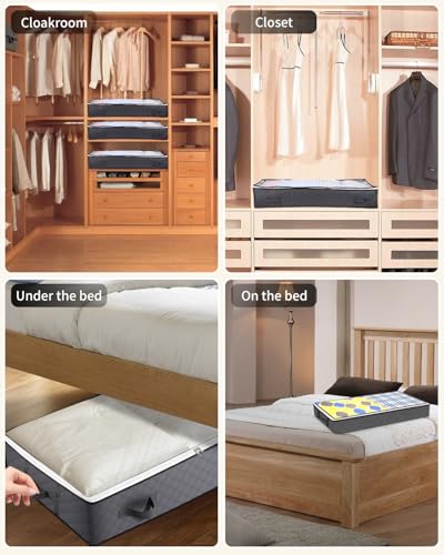 Miniatura 6 de Toaren 4 Piezas Cama Organizador Armario 90l Bolsas Almacenaje Ropa Debajo De La Cama Plegables Bajo Cama Bolsas Con Ventana Transparente Bolsa De Almacenamiento Ropa Para Toallas, Ropa, Mantas Gris