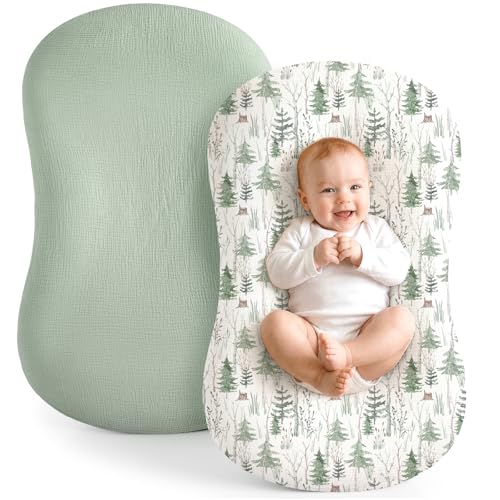 Image of Termichy Baby Lounger Cover Muslin: Soft Cotton Slipcover for Snuggle Me Lounger - Removable & Machine Washable for Daily Use - Zipper-Free & Skin-Friendly for Newborn Girls and Boys