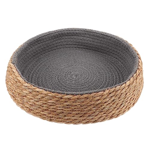Totority Cesta Para Gatos Cama De Gato De Vime Com Almofada Cama De Palha De Verão Cama De Cachorro Cama De Dormir Gato Filhote De Cachorro Cesta De Vime Cama De Gato Cesta De Cachorro