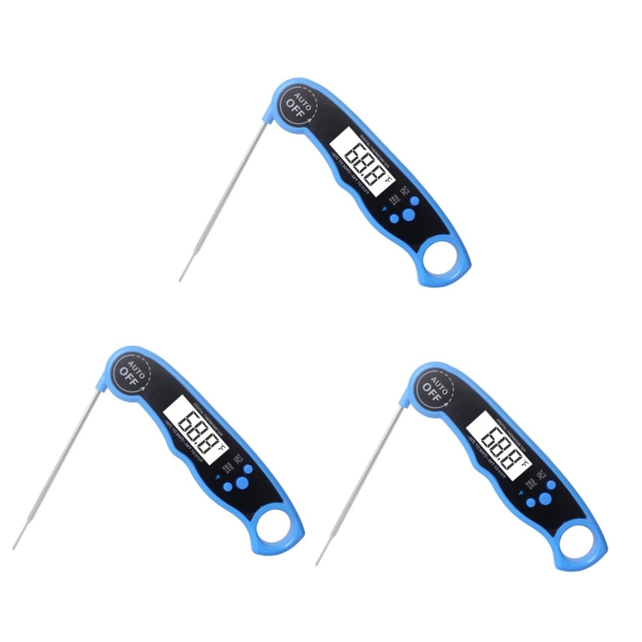 PRETYZOOM 3piezas Termómetro Digital Para Cocina y Barbacoa Lectura Instantánea Con Retroiluminación y Calibración De Azul