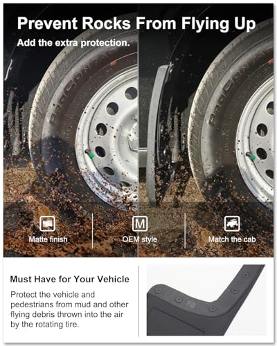 Image of Kiwi Master Mud Flaps for 2024-2026 Ford Ranger (Not Fits Raptor), OEM Replacement # R1WZ-16A550-AA R1WZ-16A550-BA, Heavy Duty Mud Guards, Front & Rear Splash Guards, No Drill, 4 Pcs Set
