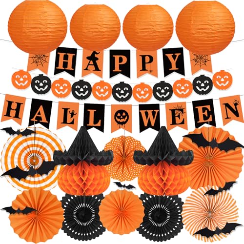 Halloween Office Decorations, 17-Pc Party Decor with Lanterns & Banners