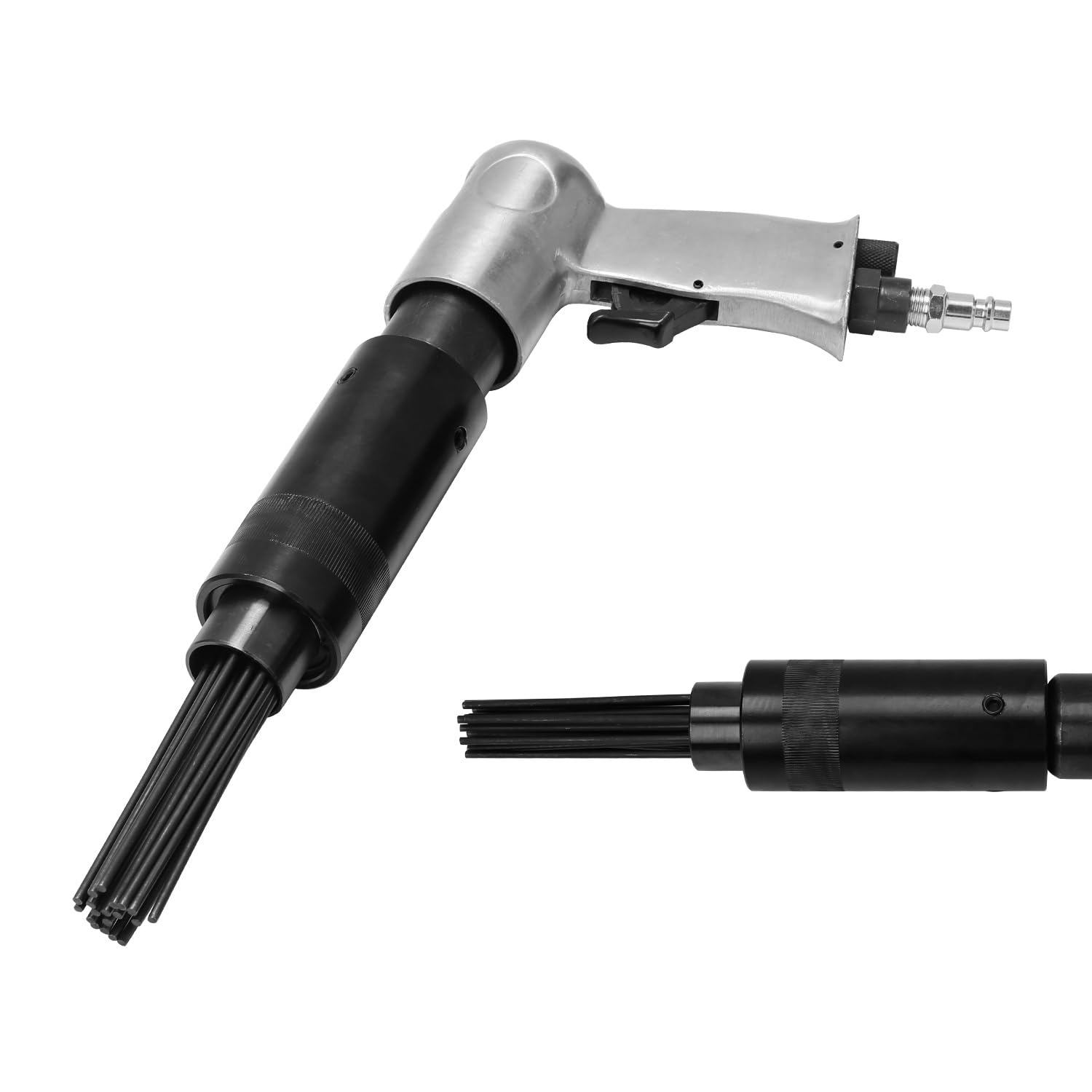 Antiruggine ad aria compressa, 19 aghi Ø 3 mm, 3000 colpi/min | Rimozione ruggine con testina di ricambio, pistola ad ago attacco 1/4", per ruggine, vernice e rivestimenti