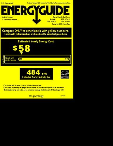 EnergyGuide Label for Kenmore Elite 27002 Upright Freezer