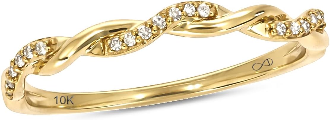 Cali Trove, 1/20cttw Diamond Stackable Ring for Women in 10K Rose Gold, Women's Twist Anniversary Band, Mother's Day Gifts, Rose Gold Stacking Anniversary Ring with Diamond Accent 5