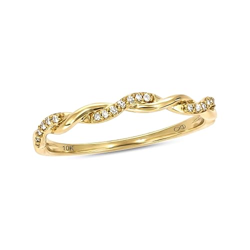 Cali Trove, 1/20cttw Diamond Stackable Ring for Women in 10K Rose Gold, Women's Twist Anniversary Band, Mother's Day, Rose Gold Stacking Anniversary Ring with Diamond Accent 5 - 4.5 - Yellow Gold