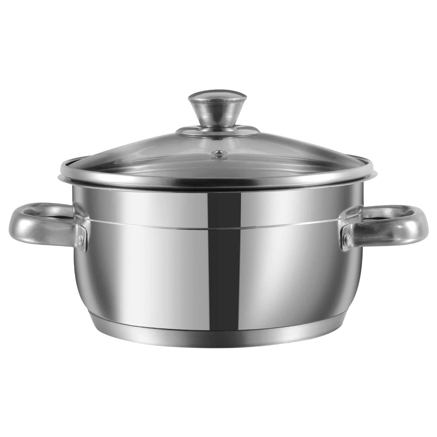 Nobel Stainless Steel Two Tone Casserole with Glass Vented Lid Heat Resistant Short Handles, Ideal for All Hobs. (24 cm Diameter - 5.0 Litre) — image 1