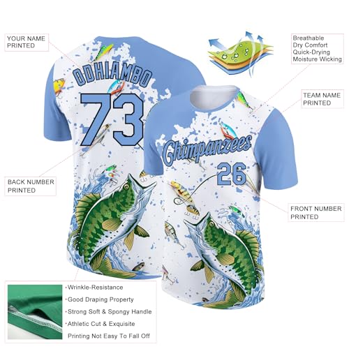 Camiseta personalizable de pesca manga corta, protección solar, transpirable, deportiva, unisex miniatura 2