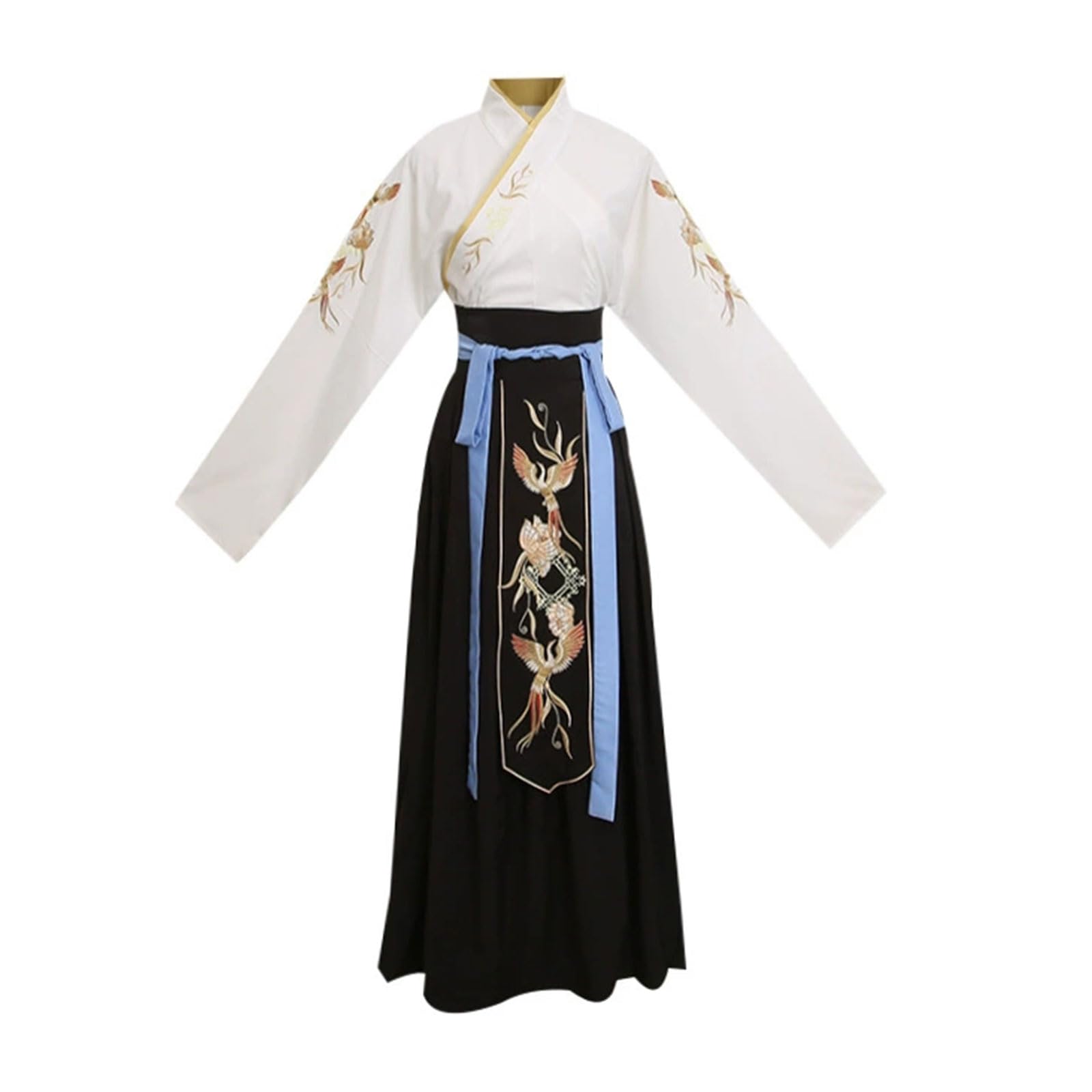 Hanfu homme au style Ru avec jupe traditionnelle et manches fluides de spectacle