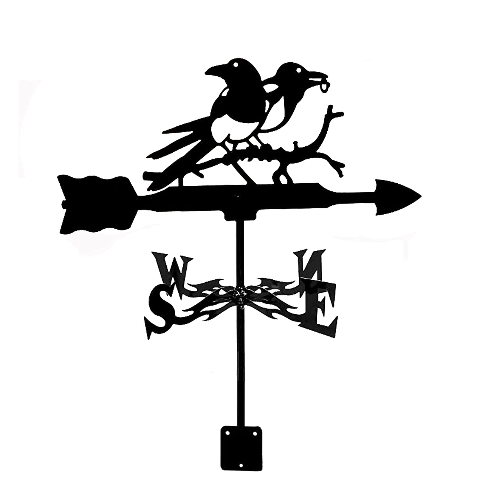 Klonwg Magpies Birds Weathervane Measuring Tool Weather Vane Stainless Steel Weathercock Direction Indicator For Garden Patio Yard Ornament Decoration (Color : )