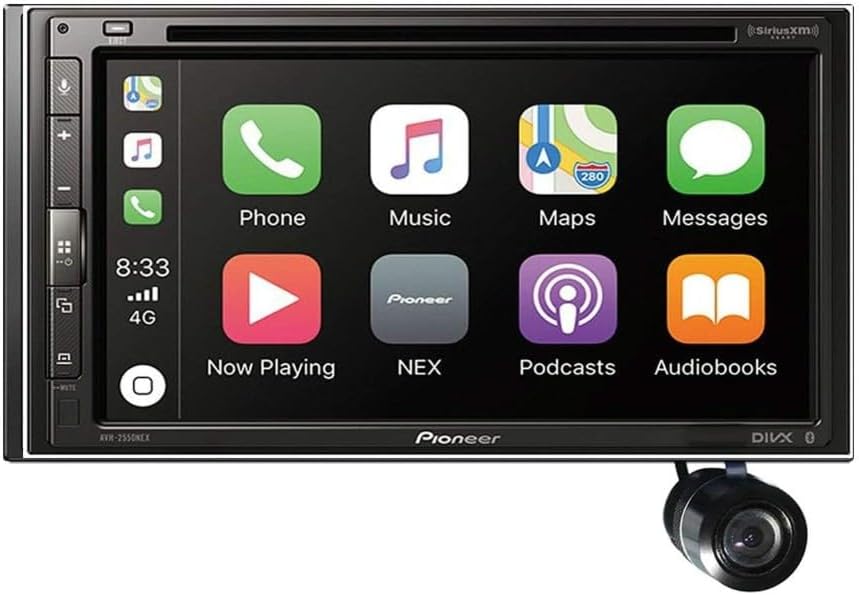 Pioneer AVH-2500NEX 6.8" DVD/CD Receiver with CarPlay and Android Auto + Bullet Style Backup Camera Bundle with Sound of Tri-State Lanyard