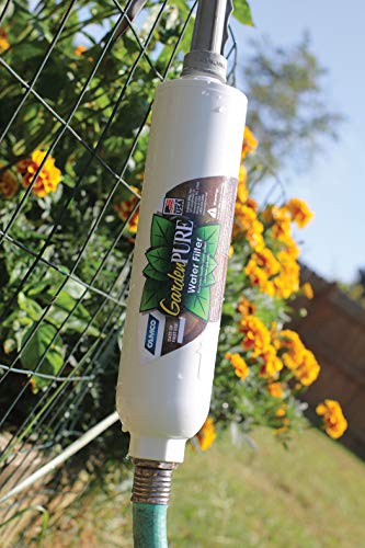Camco GardenPURE Carbon Water Filter - Inline Garden Hose Water Filter - Filters Chlorine & Chloramine Compounds for Improved Plant Health - Perfect for Hydro and Aeroponic Gardening Systems (40691)