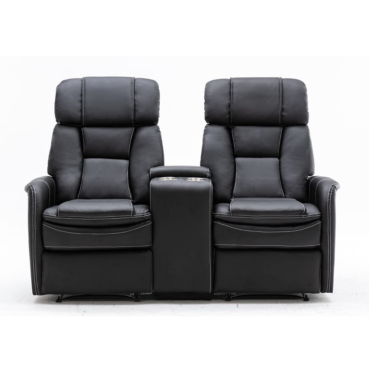 Home Cinema Polstergarnitur mit Getränkehalter & Ablagefach (2-Sitzer Schwarz)