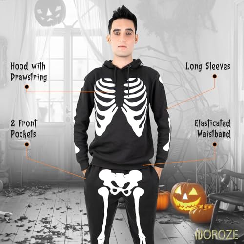 NOROZE Unisex Halloween Skeleton Tracksuit Set Mens And Women Skull Bone Printed Zip Up Hoodie For Adult USA Sizes S-XXL3