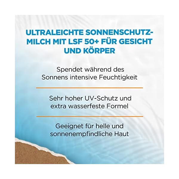 Garnier Sonnenschutzmilch mit LSF 50+, Sehr leichte und rückstandslose Sonnencreme für helle und empfindliche Haut, Ambre Solaire Sensitive expert+, 1 x 175 ml – Bild 3