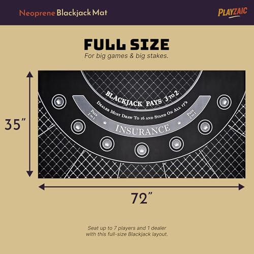 Playzaic House Advantage Blackjack Set with 6 Decks of Playing Cards, Neoprene Table Mat, Dealer Shoe, Discard Tray, Cut Cards - for Casino Night and Home Game Play