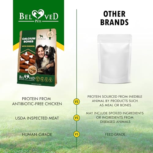 Image of Dog Treats Bones Wrapped Chicken & Rawhide Free Chew - Pet Healthy Dried Snacks & Grain Free Meat - Bulk Best Chews for Small & Large Dogs - Made for USA (24 oz (Pack of 1), Calcium Bones)