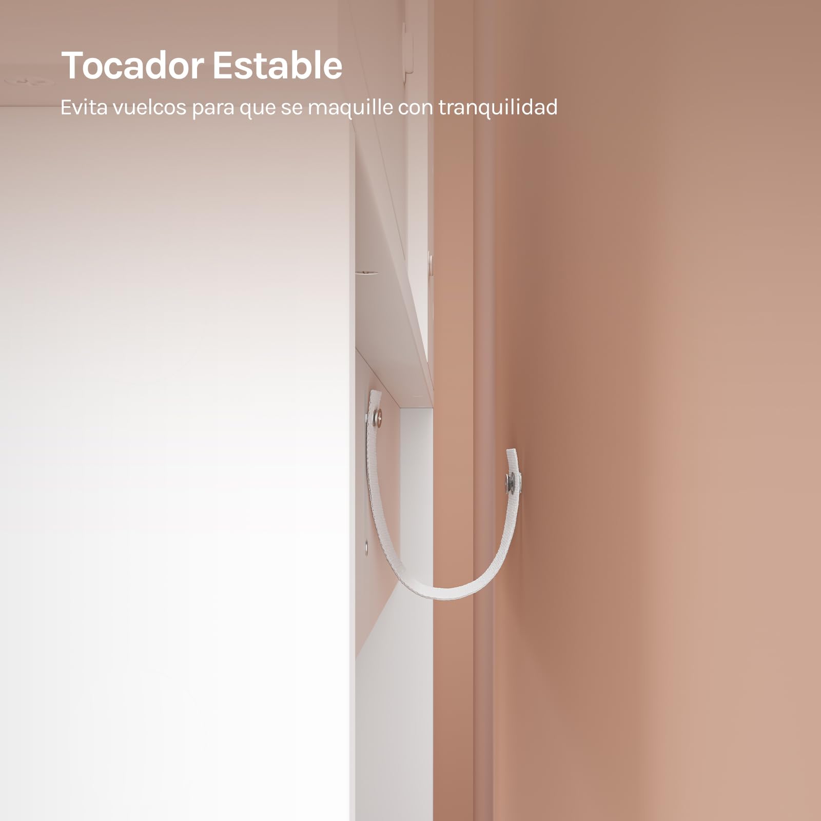 WOLTU Tocador de Maquillaje con Espejo, Luz LED, Regleta de Enchufes, 2 Cajones y 4 Estantes, Ancho 90 cm, Mesa de Tocador Moderno para Dormitorio, Blanco, MB6123ws