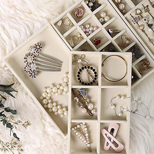 Sieradenbakken voor laden, set van 4 stapelbare sieraden-inzetstukken, verdelers, opbergvakken, organizer, beige - Image 4