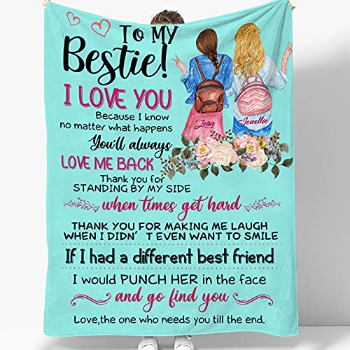 Personalized Best Friend Blanket for Women - Custom Throw Blanket with Name Beverage and Hairstyle, Galantine s Day Gifts, Long Distance Friendship, Birthday Gifts for Besties