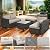 4 Piece Patio Furniture Set, All Weather Outdoor Rattan Wicker, Patio Sectional with Waterproof Cushions and Tempered Glass Coffee Table, outdoor furniture for Balcony, Backyard, Garden, Beige