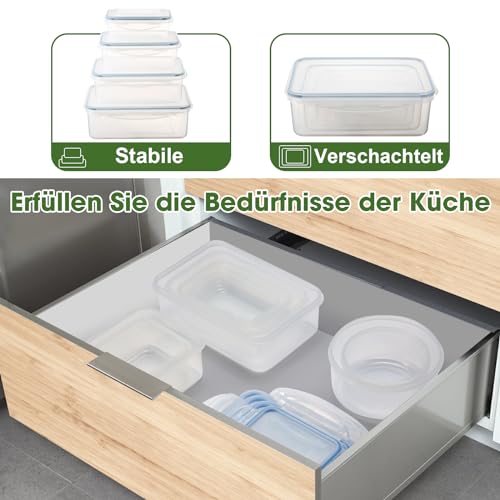 YASHE Frischhaltedosen mit deckel 16pcs (8 Behälter, 8 Deckel), Vorratsdosen Set, 100% Auslaufsicher, BPA-frei, 0.24-1.5L – Ansicht 5