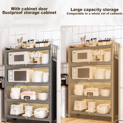 Meuble de rangement de cuisine blanc 70 cm avec étagère micro-ondes - 4