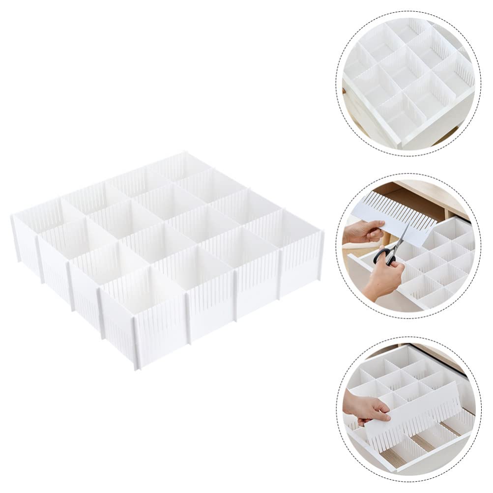 Divisorio per Cassetto Organizer 10 Pezzi in Plastica Bianca | 38x11cm, Configurazione Libera, Separa e Sistema gli Scomparti, per Casa e Asciugamani