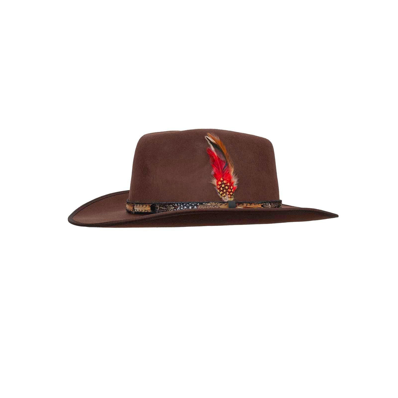 Outback Trading 1109 Unisex Santa Fe UPF 50 Water-Resistant Satin-Lined Western-Style Wool Hat, Brown, 7